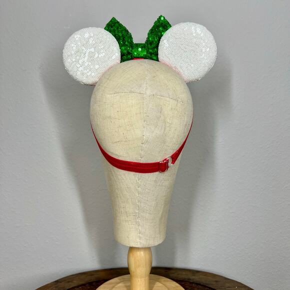 🎄 Candy Cane Lane Elastic Minnie Ears | Disney-Inspired Adjustable Ears - Picture 4 of 5
